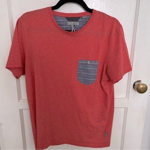 Ted Baker salmon tee with chambray striped pocket